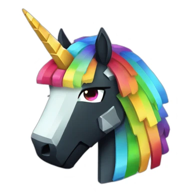 Minecraft Rainbow Black Unicorn Head With Diamond Horn sticker