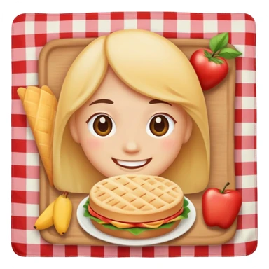 smiling face having a picnic with food on a blanket sticker
