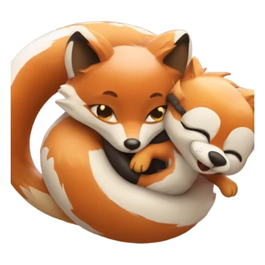 fox hugs snake sticker
