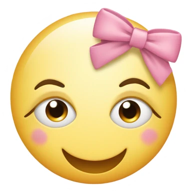 Light pink smiley with two little bows and eyelashes  sticker