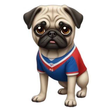 Pug with a soccer jersey  sticker