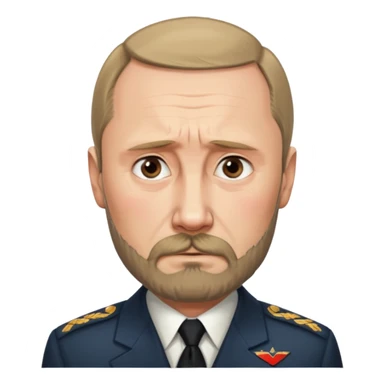 sad face of putin with a hitler-style beard sticker