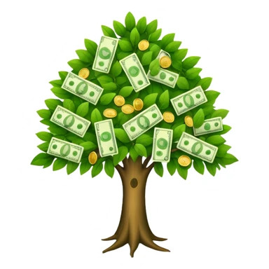 A tree with the leaves with money on it  sticker