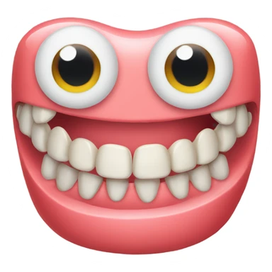 A pair of false teeth with googly eyes  sticker