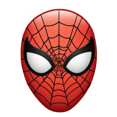 Create a circular Spider-Man-inspired face. Use bold red with black web patterns and large white eyes outlined in black. Keep it clean, comic-style, and focused on the face only—no text or background sticker