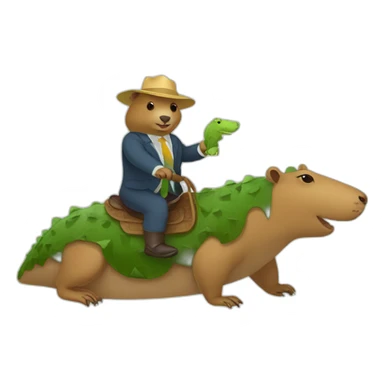 Capybara riding a crocodile sticker