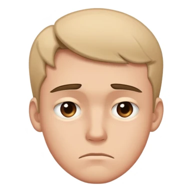 young man with a frown and downcast eyes sticker