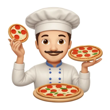 smiling Italian chef spinning pizza dough sticker
