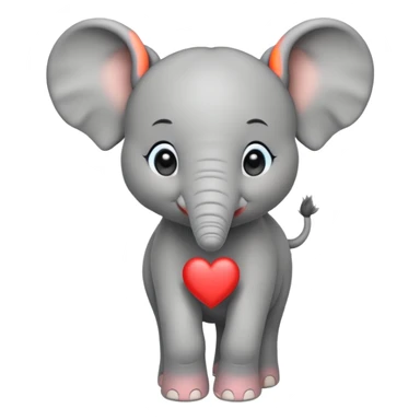 Elephant calf with small heart symbol on head. sticker