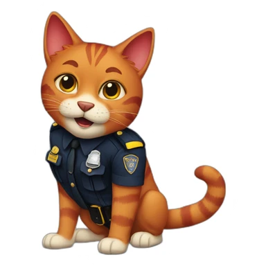 Red police cat sticker