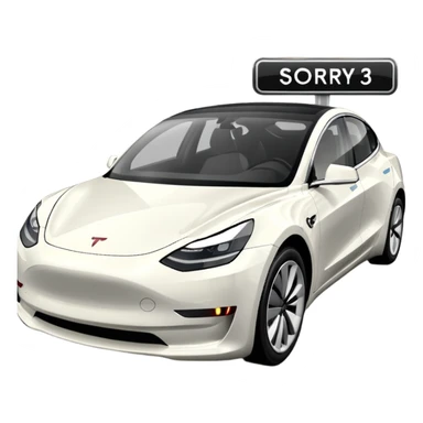 White tesla model 3 with the text «sorry I can park elsewhere» sticker
