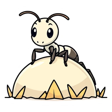 Ant sitting sideways on a grain of rice sticker