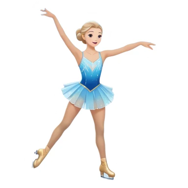 An icon featuring a graceful figure skater performing a spin on a sparkling ice rink. The scene includes a shimmering rink, colorful spotlights, snowflakes gently falling from the sky, and an audience in the stands, with a snowy landscape visible through large windows. Transparent background. sticker