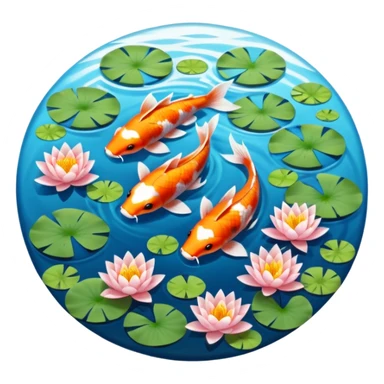 koi and lotus in circle pond sticker