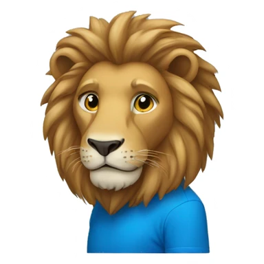 A lion wearing a blue t-shirt sticker