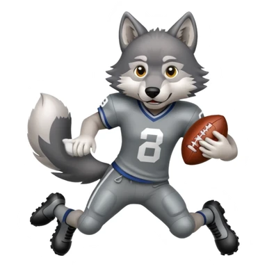 Wolf playing football, holding a football sticker