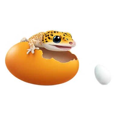 Orange leopard gecko emerges from egg sticker