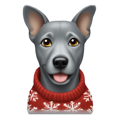 Grey dog wearing Christmas sweater  sticker