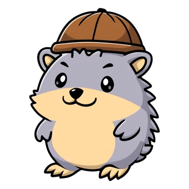 hedgehog taking off a hat sticker