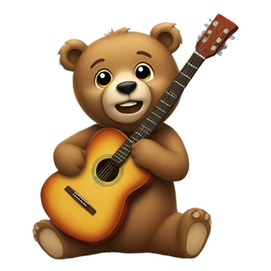 bear holding guitar sticker