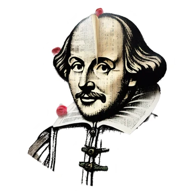 Shakespeare made of newspaper cuttings 420 roses flowers sticker
