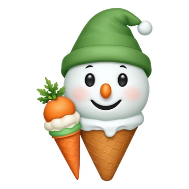 snowman wearing green cap with ice cream  sticker