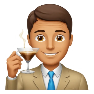 Happy guy drinking a coffee in martini glass sticker