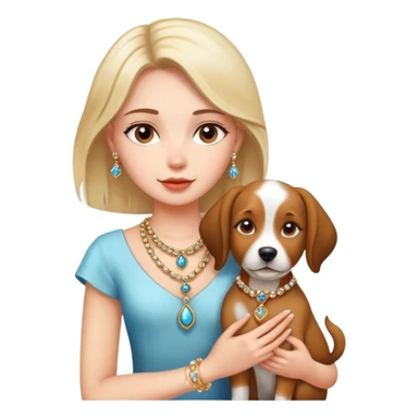 girl with dog and jewelry sticker