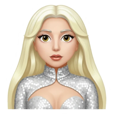 Lady Gaga with long platinum blonde hair, white sequin outfit sticker