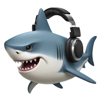 Angry shark with headphones  sticker