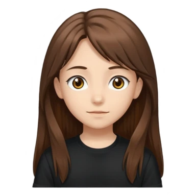 Daria whit brown hair and brown eyes a 10 year old kid Long hair and anime black shirt sticker