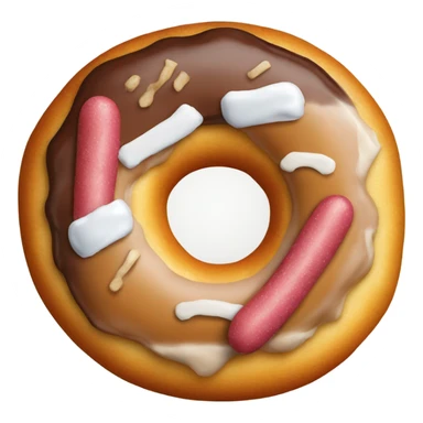 Donut with a hot dog through the donut hole sticker