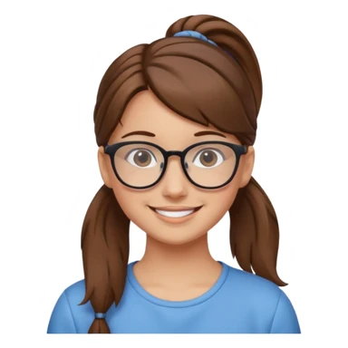 brown haired Ponytail Girl with Glasses sticker