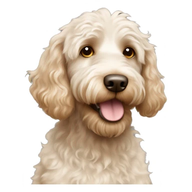 Labradoodle white with light brown dots wavy hair sticker