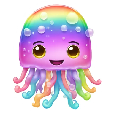 Kawaii rainbow pastel bedazzled family of jellyfish  sticker