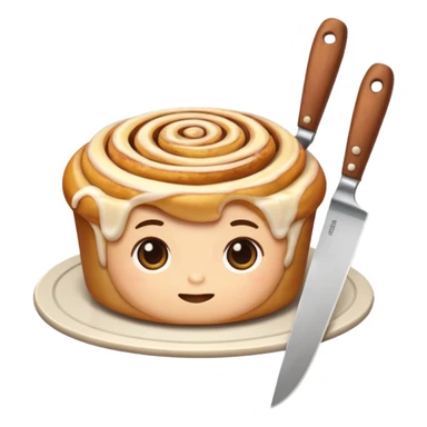 cinnamon roll holding knife sticker