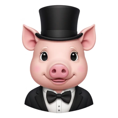 Gentleman Pig – pig with black top hat and bow tie sticker