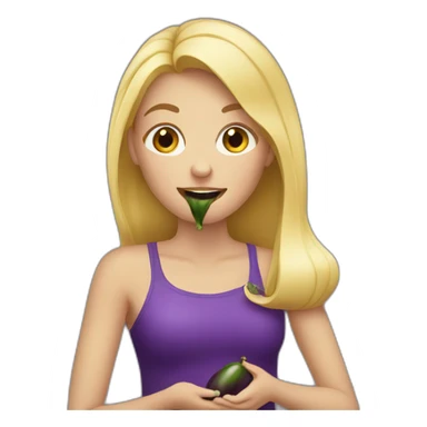 Blonde girl eating eggplant sticker