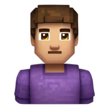 Minecraft skin with short brown hair and a purple sweater with a G on it sticker