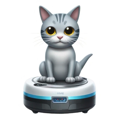 Cat in a shark suit on a robot vaccuum sticker