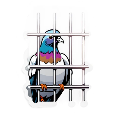 Pigeon behind bars sticker