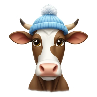 Cow in a snow hat sticker