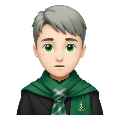 Student in Slytherin uniform with green and silver scarf falling over sticker