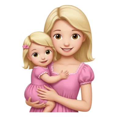 Draw an baby girl with dress being hold by mother sticker