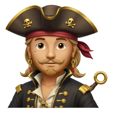 create an emoji of pirate capitan on the bow of the ship in epic posture sticker