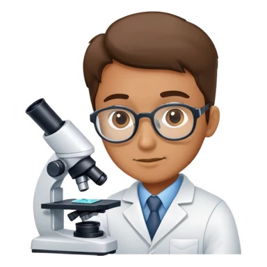 material scientist examining a sample with a microscope sticker