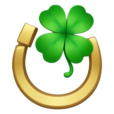 Gold horseshoe with four leaf clover  sticker