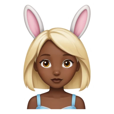 blonde girl with dark skin bunny ears sticker