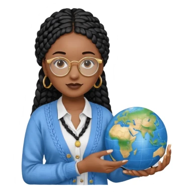 a-young-woman-wearing-fine-gold-round-glasses-and-black-hair-in-several-box-braids,-she-has-light-black-skin,-and-she's-wearing-a-white-shirt-with-an-blue-cardigan-on-top.-she's-holding-a-globe-in-one-hand.png sticker