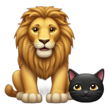 Big Lion and small black cat both happy sticker